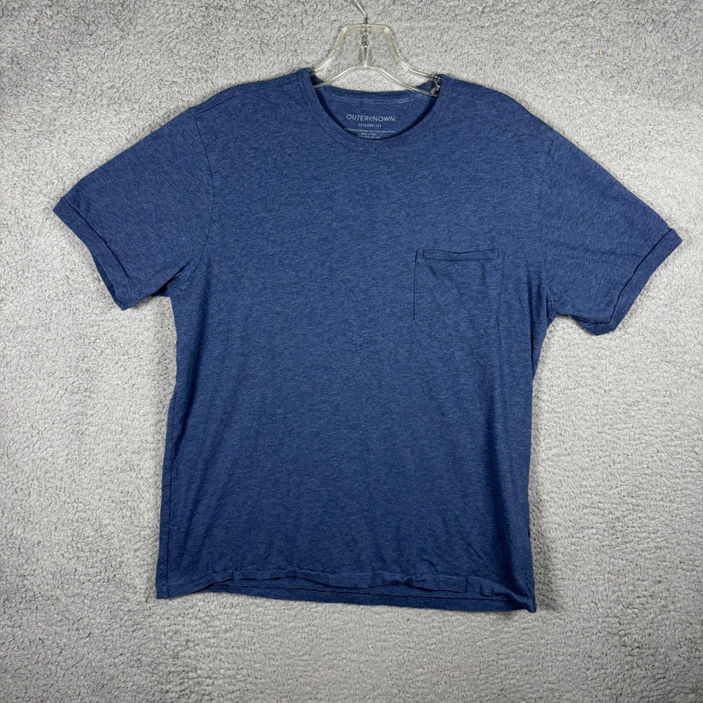 Outerknown Sojourn Tee Men Large Blue Pima Cotton Pocket T-Shirt Outdoors Hiking